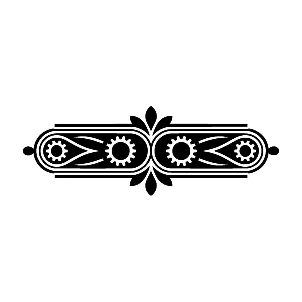 Mechanical Floral Ornament Geometric Gear , Black White, Elegant. vector