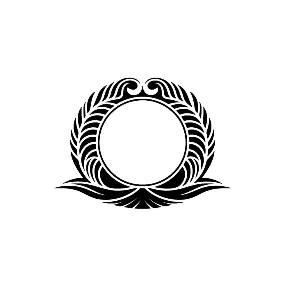 Elegant Laurel Wreath Emblem, Minimalist Black on White. vector