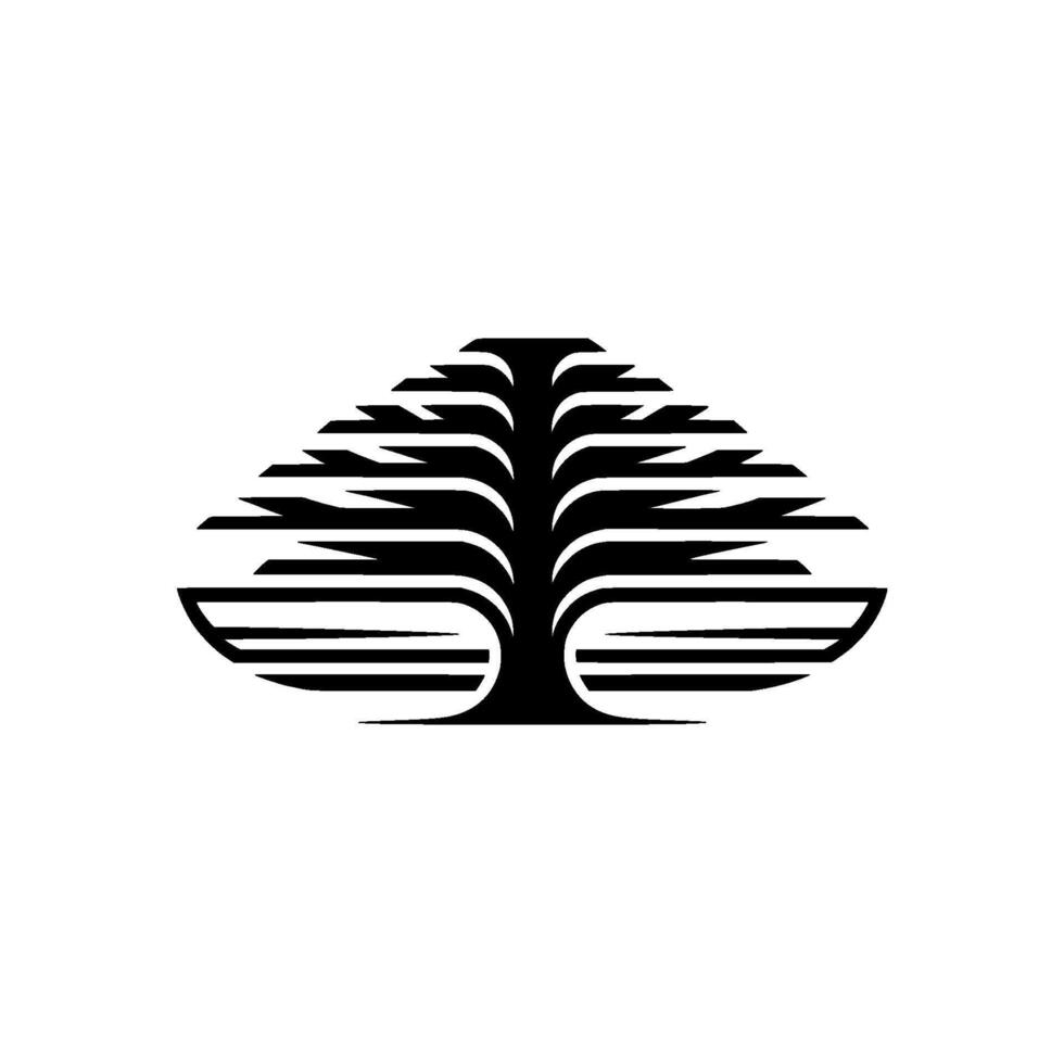 Minimalist Black Tree on White Background. vector