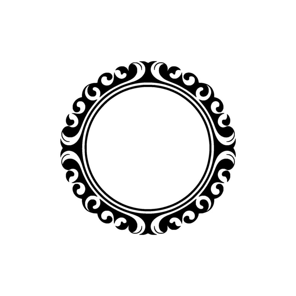Ornate Black Circular Frame on Light Gray Background - Elegant. vector