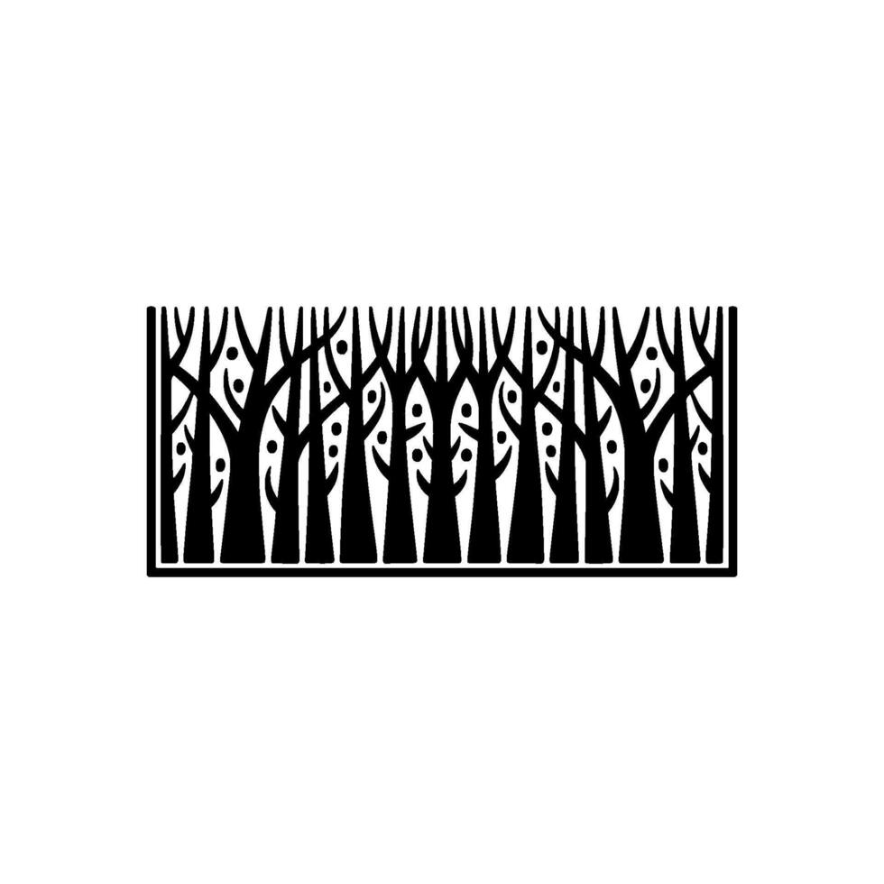 Stylized Black Forest Silhouette on White Background. vector