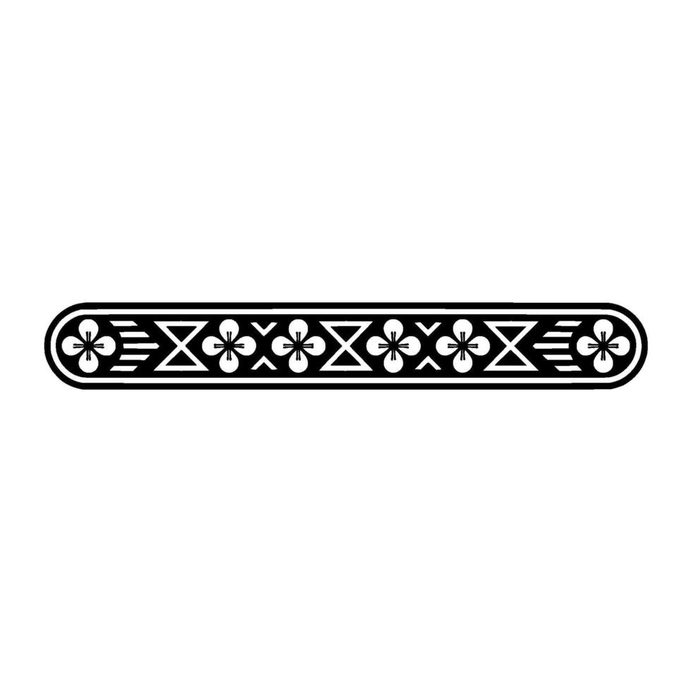 Minimalist Decorative Band, Clover and Geometric Pattern, Black on White. vector