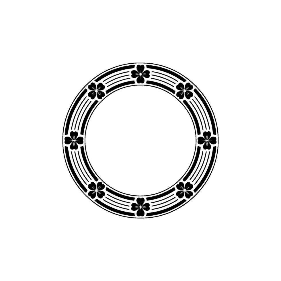 Black and White Floral Circle Frame, Minimalist , St. Patricks Day. vector