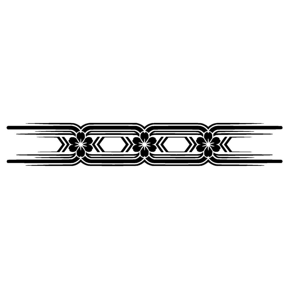 Modern Floral Ornamental Border in Black, Minimalist. vector
