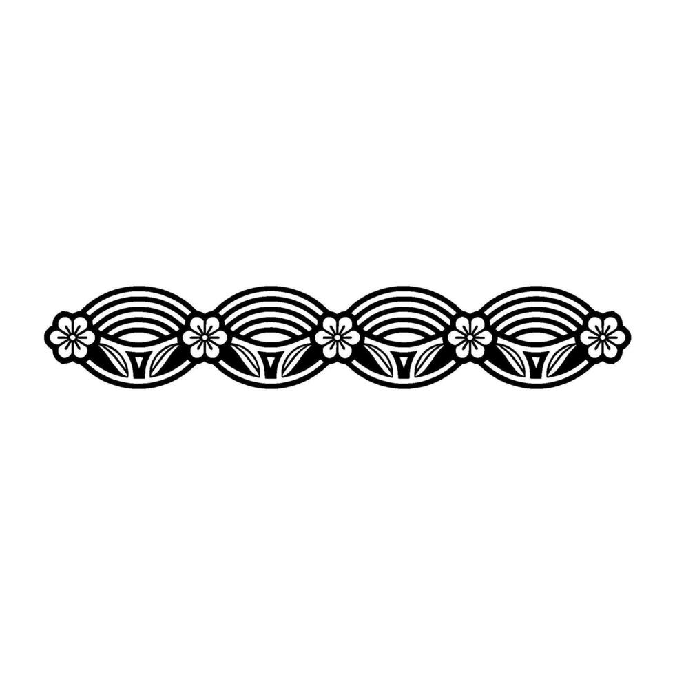 Elegant Floral Border Minimalist Black and White Element. vector