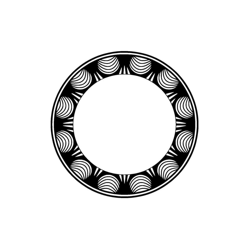 Minimalist Circle Border with Geometric Pattern - Black and White. vector