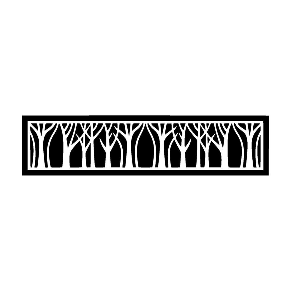 Minimalist Black White Forest Silhouetted Rectangle. vector