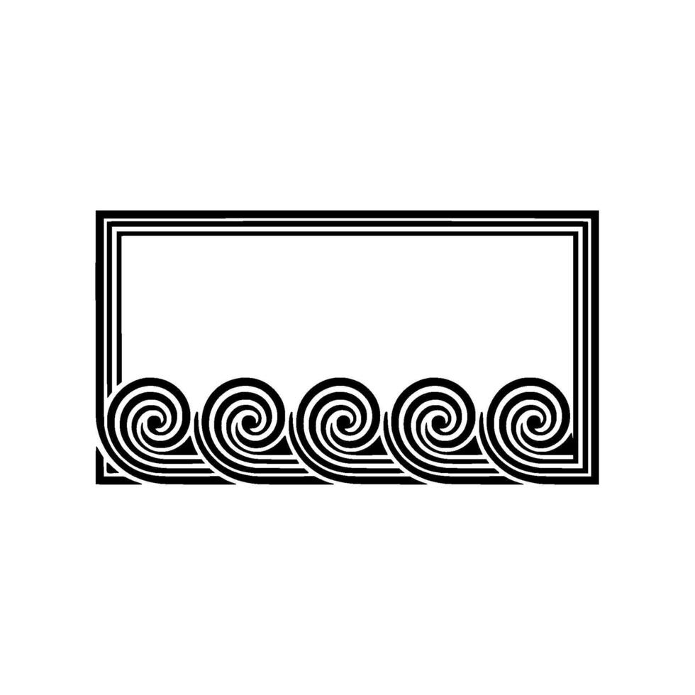 Black and White Greek Key Swirl Border Frame. vector
