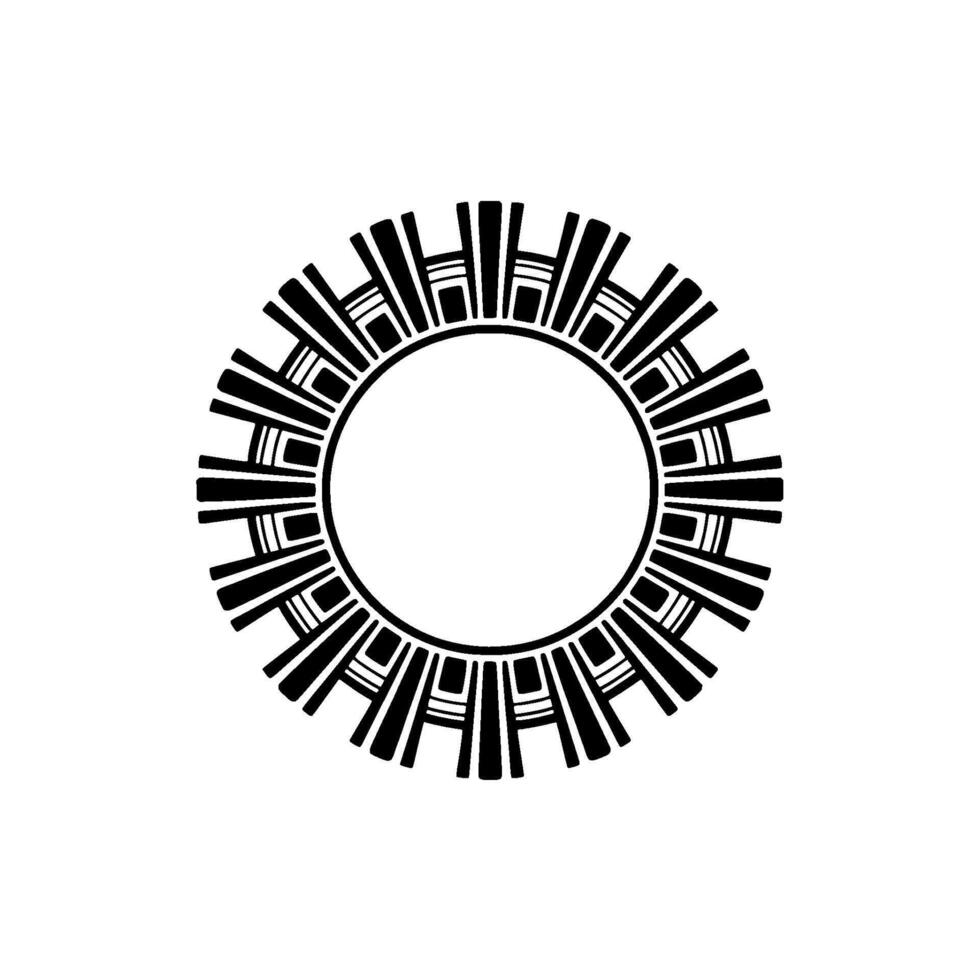 Art Deco Sunburst Circle Element on White Background. vector