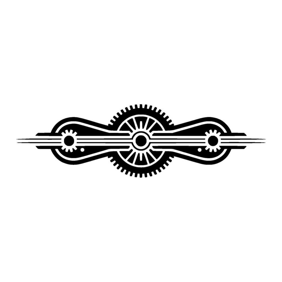 Art Deco Gear Motif in Black and White. vector