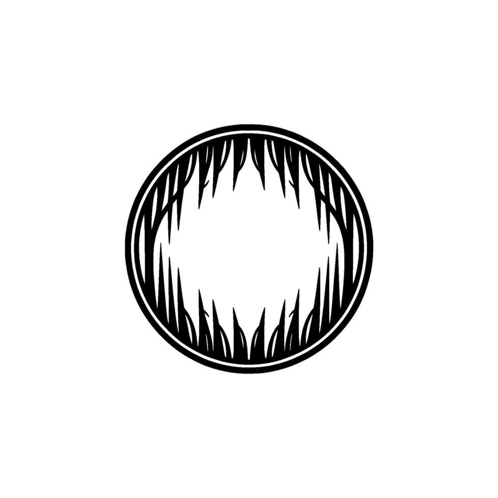 Abstract Black White Circular Spiky Teeth Motif for , Branding, or. vector