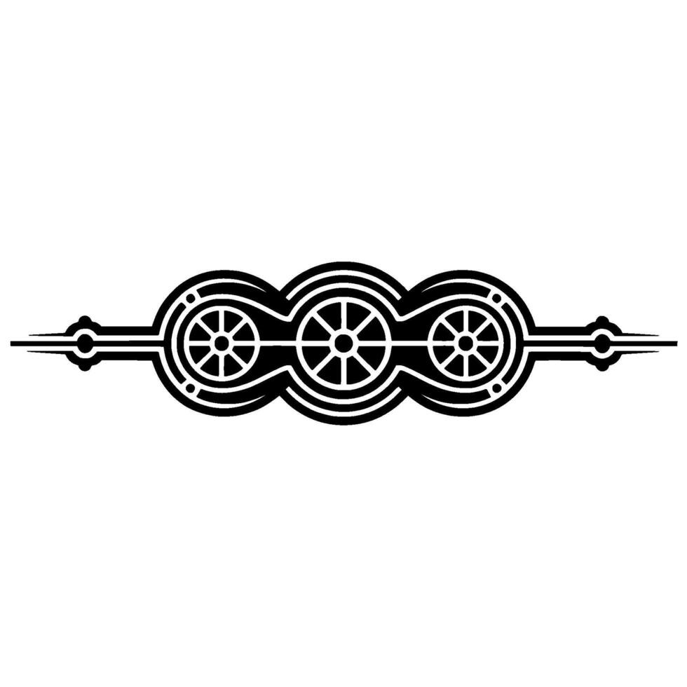 Abstract Geometric Wheel Motif in Black on White, Decorative. vector