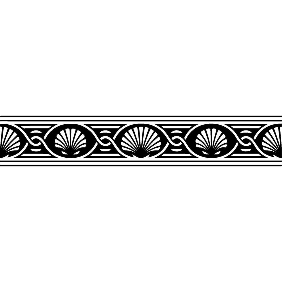 Elegant Border Shell Motif in Black White. vector