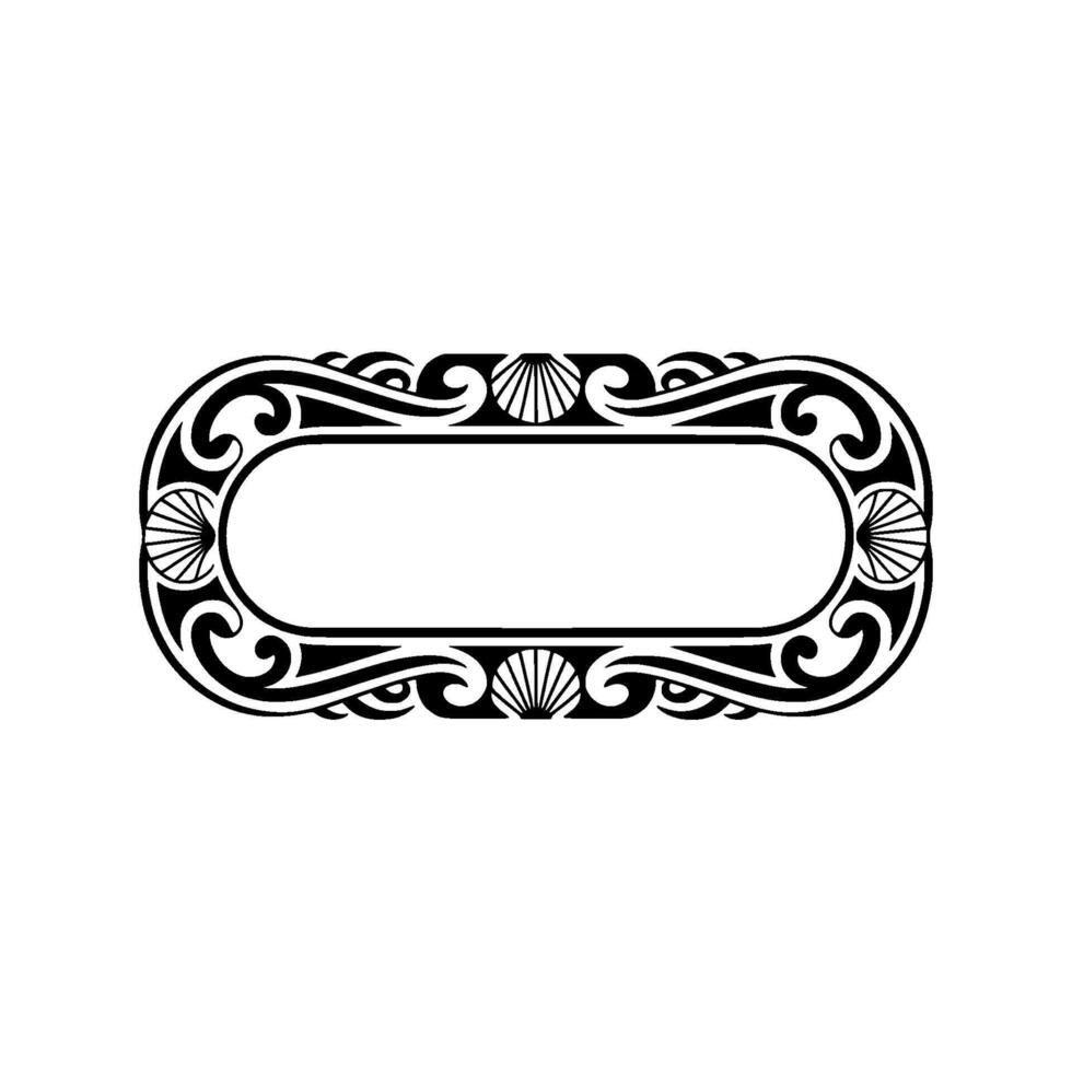 Ornate Art Deco Oval Frame with Seashells and Swirls. vector