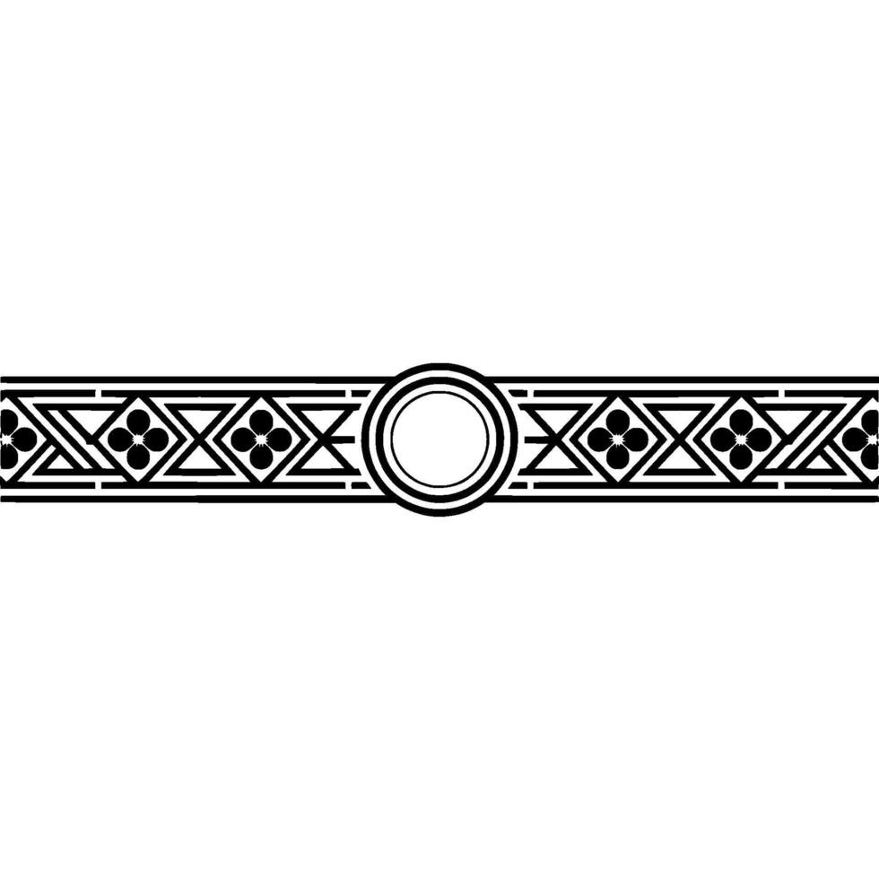 Geometric Decorative Border with Floral and Circular Elements. vector