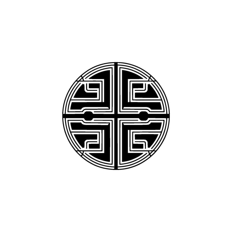 Geometric Circle Minimalist Black White Emblem. vector
