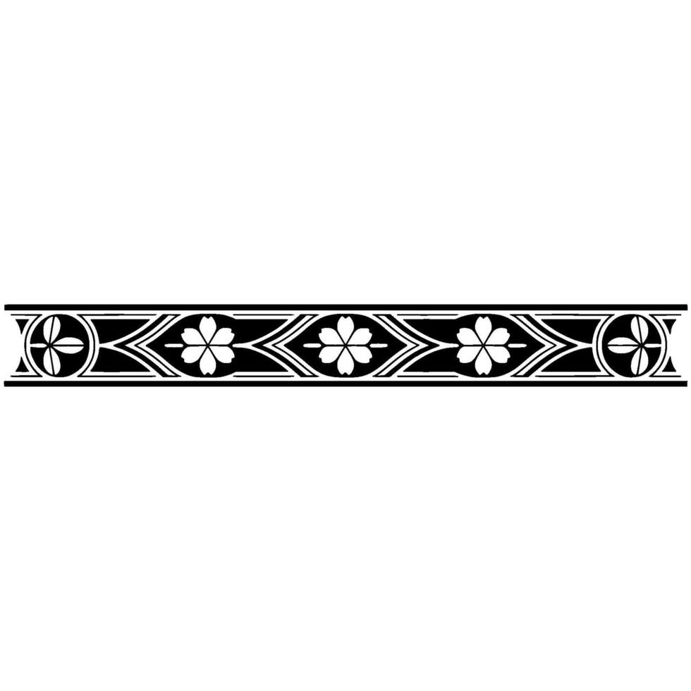 Elegant Floral Border in Black and Silver, Decorative Element. vector