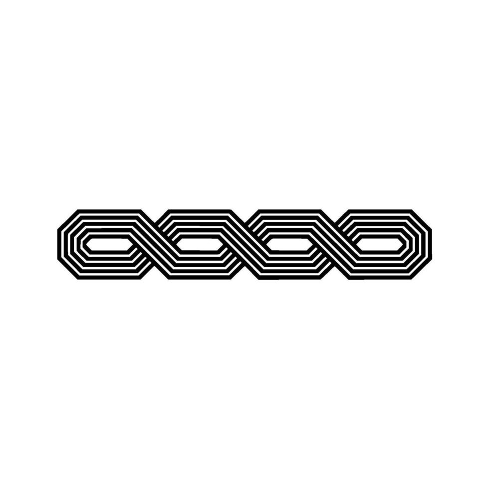 Abstract Geometric Chain Element on Grayscale Background. vector