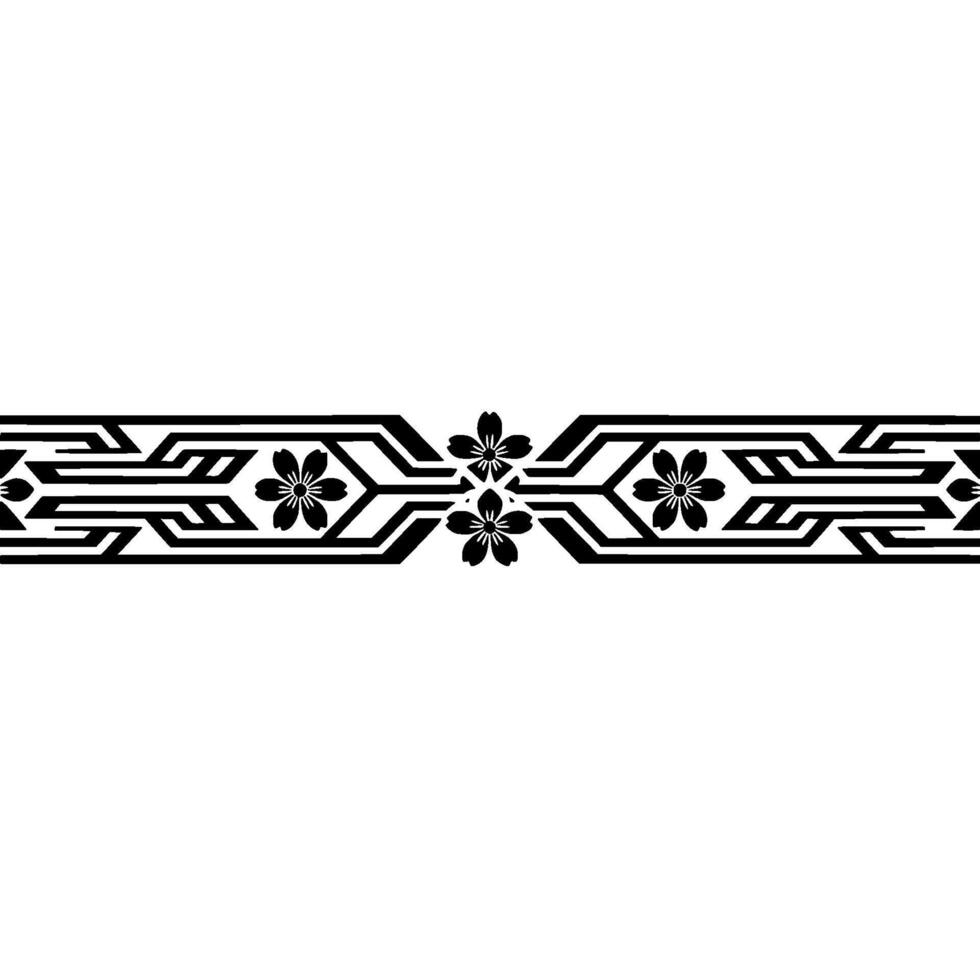 Black Floral Line Border on Gradient Background. vector