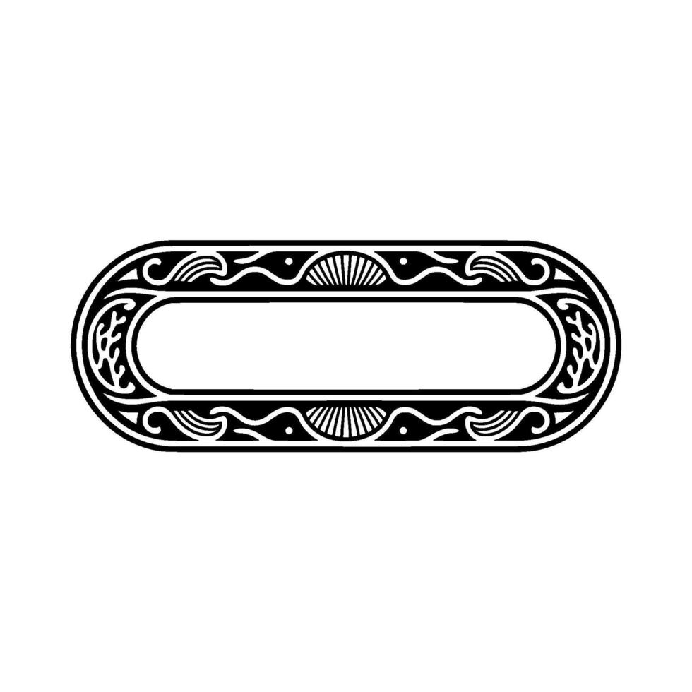 Ornate Black Oval Frame with Decorative Border on Gradient. vector