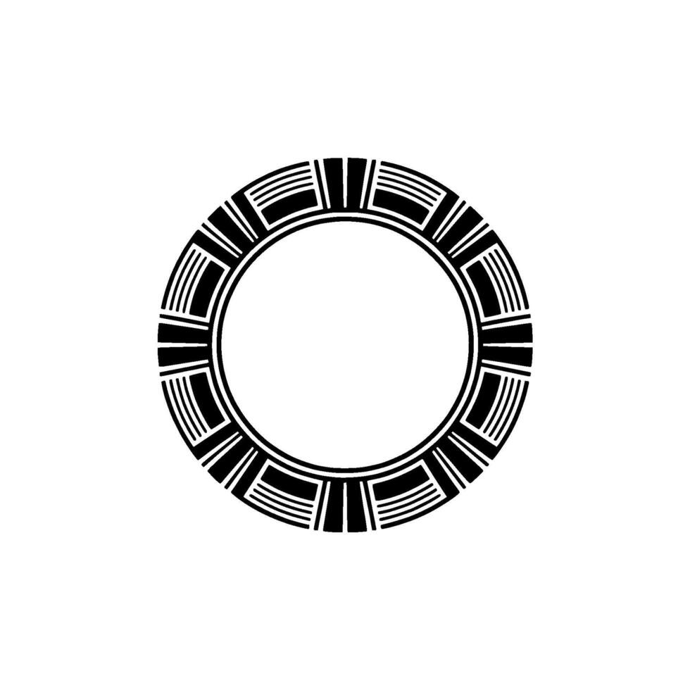 Minimalist Geometric Circle , Black and White Ornament. vector