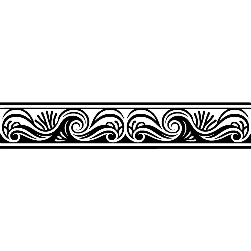 Elegant Border Black White Swirls, Scrollwork. vector