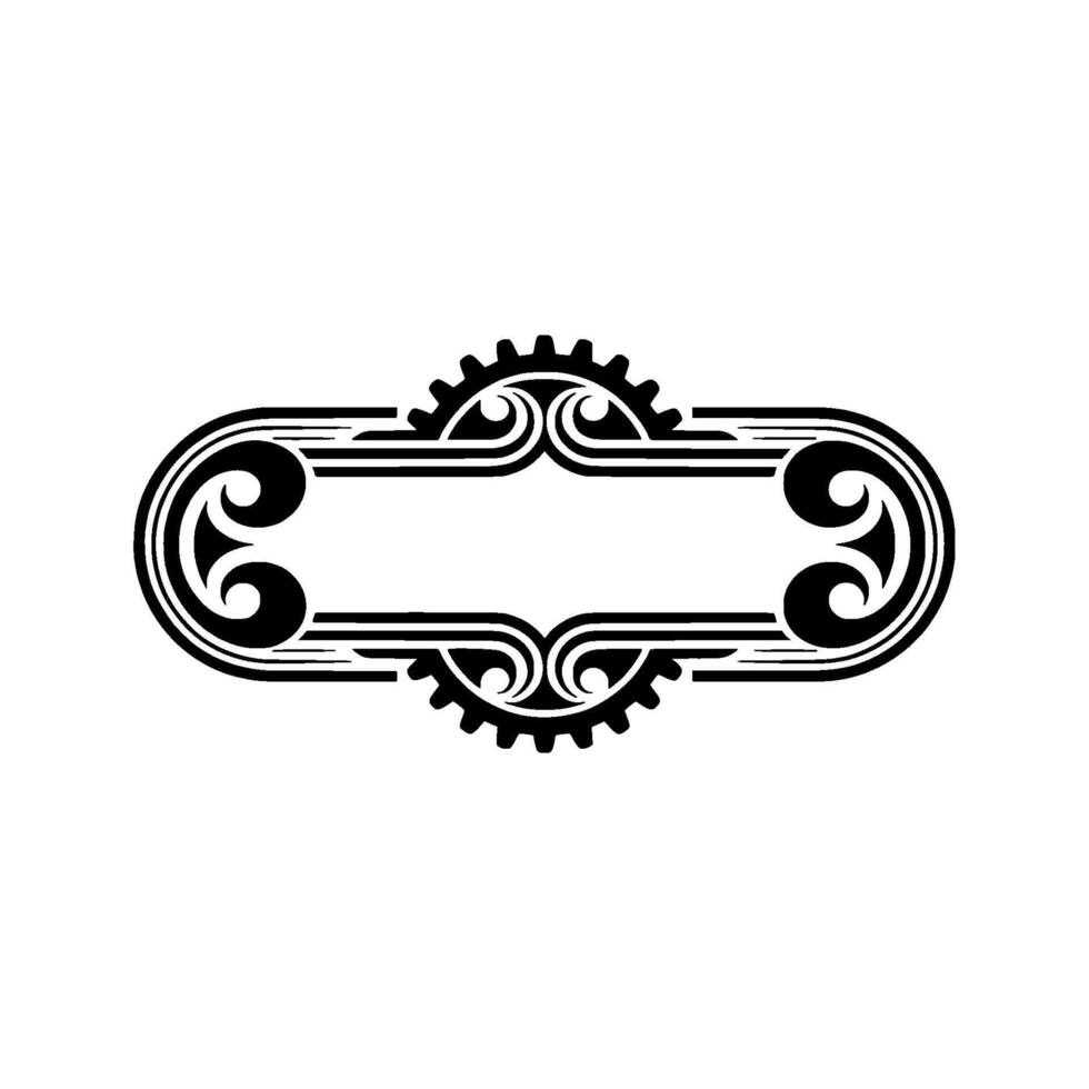 Steampunk Gear Frame - Black and White Decorative Ornament. vector