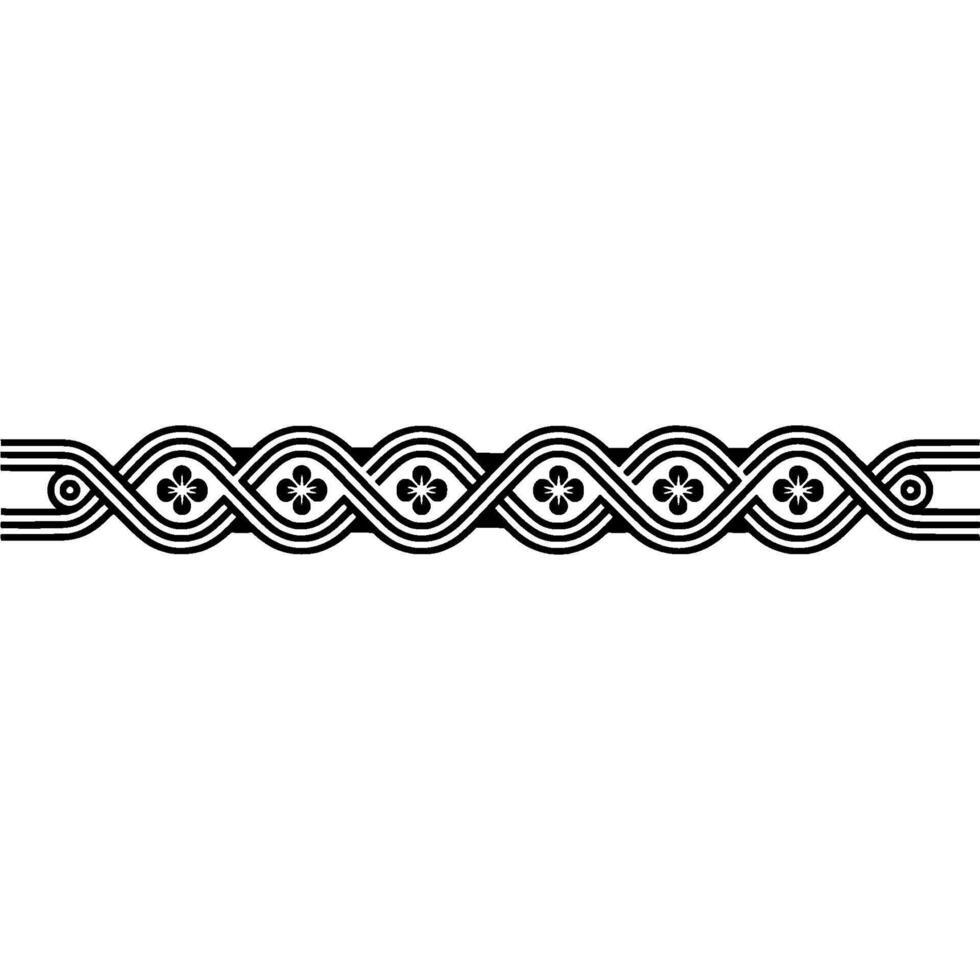 Elegant Black White Ornamental Border Element - Floral Motif. vector