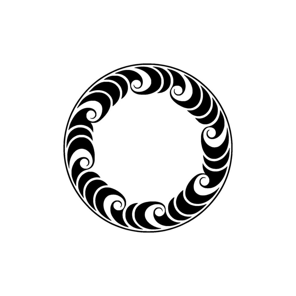 Elegant Black Scroll Circle Frame on Light Background. vector