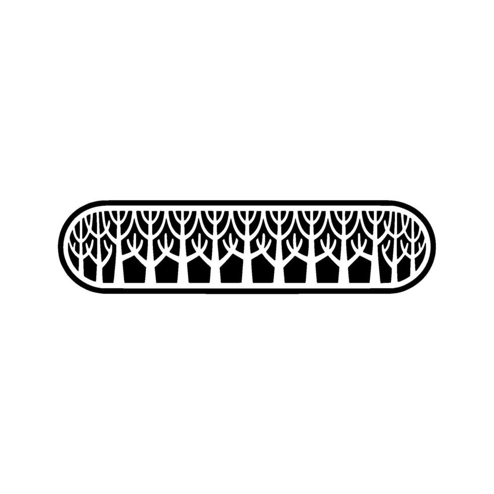 Minimalist Forest Silhouette Element - Black and White, Ornamental. vector
