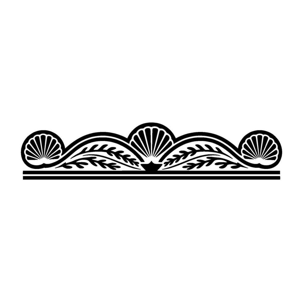 Decorative Black Border with Shells and Foliage. vector