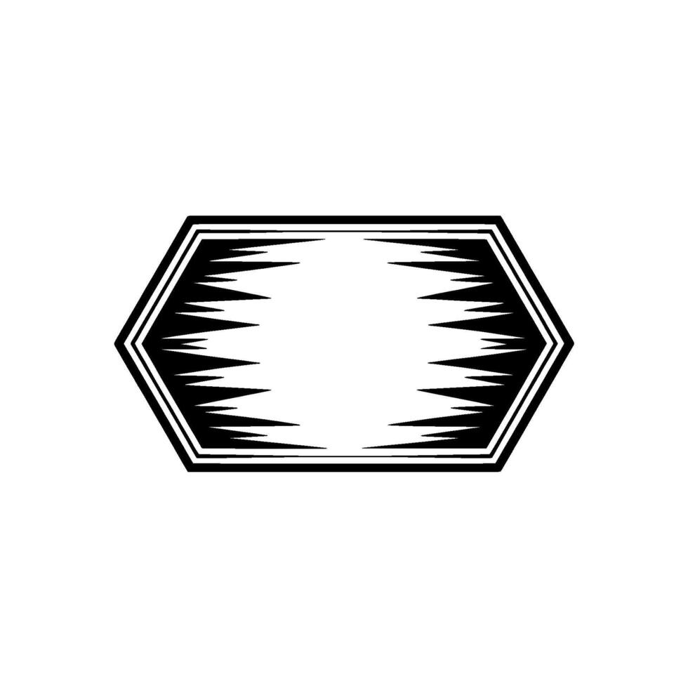 Geometric Frame with Spike-Shaped Elements in Black White. vector