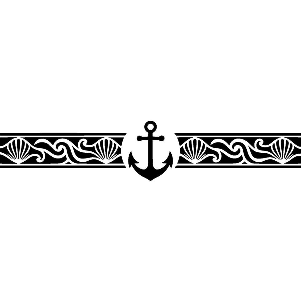 Nautical Anchor Seashell Border - Illustration. vector