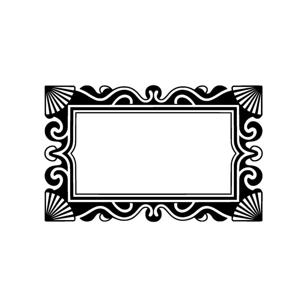 Elegant Art Deco Frame, Black White , Retro Ornament. vector