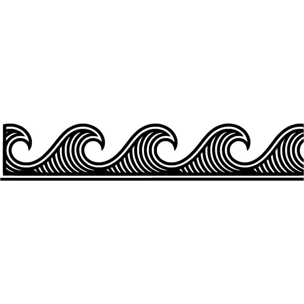 Minimalist Wave Border - Black White Illustration. vector