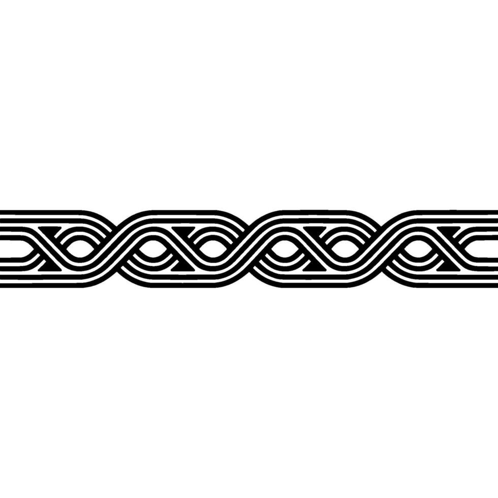 Geometric Braided Line - Black Silver on White. vector