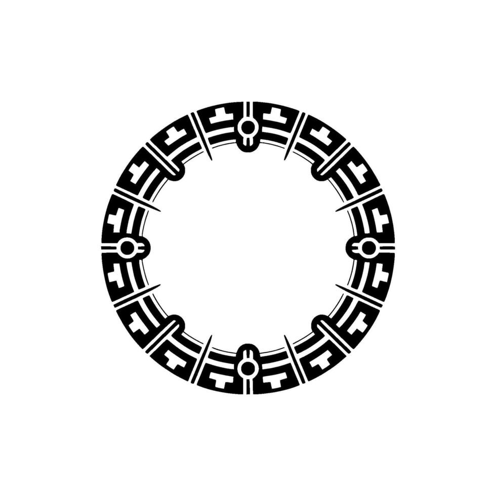 Geometric Circular Ornament, Black White. vector