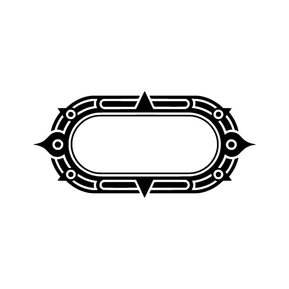 Art Deco Oval Frame Geometric Black and White Element. vector