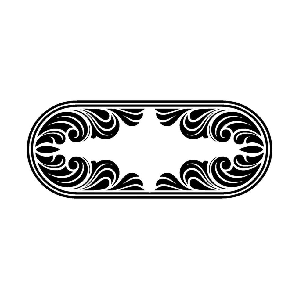 Elegant Oval Ornamental Frame in Black White. vector