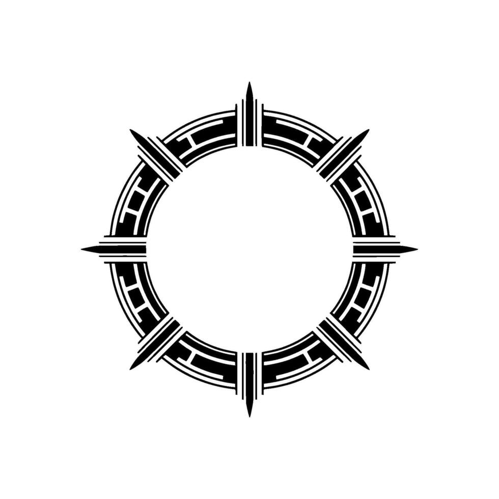 Geometric Radial Ornament Minimalist Black Circle on Cream. vector