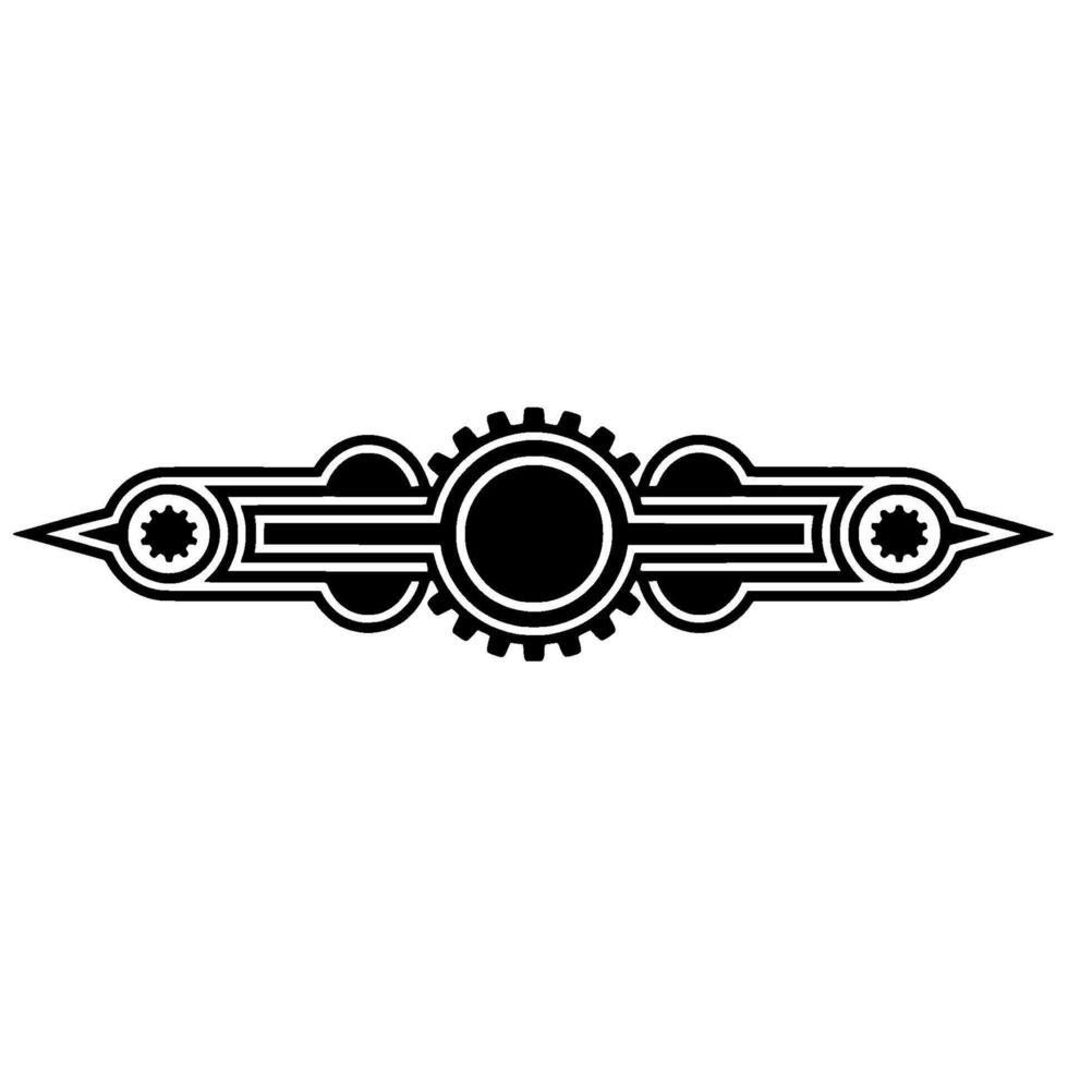 Art Deco Gear Element, Black on White, Vintage Style. vector