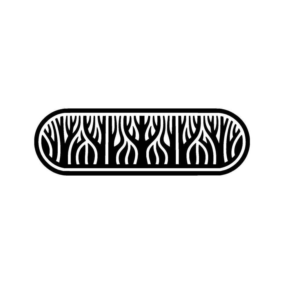 Stylized Forest Border Geometric Black and White Illustration. vector