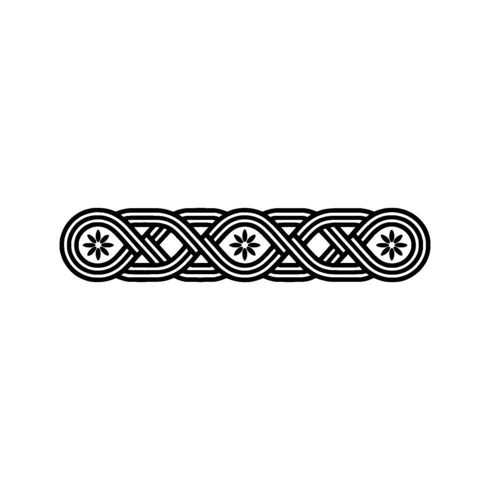 Intricate Black Celtic Knot Border with Floral Accents on Gradient. vector