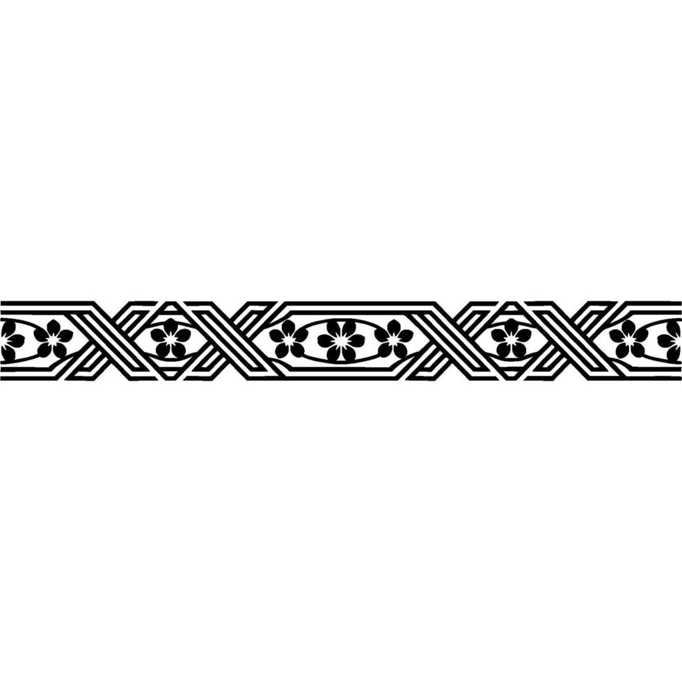 Elegant Floral Geometric Border in Black and White. vector