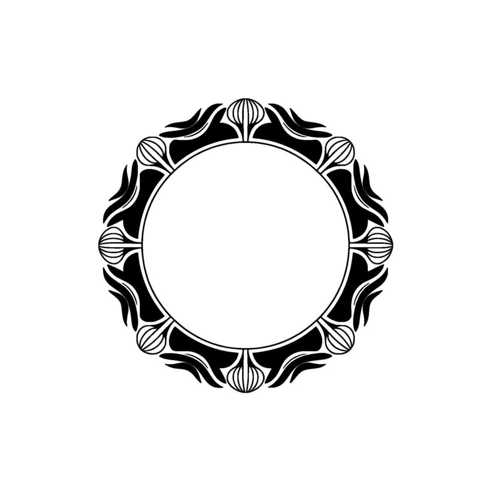 Elegant Black Circular Frame, Decorative Border Element on White Background. vector