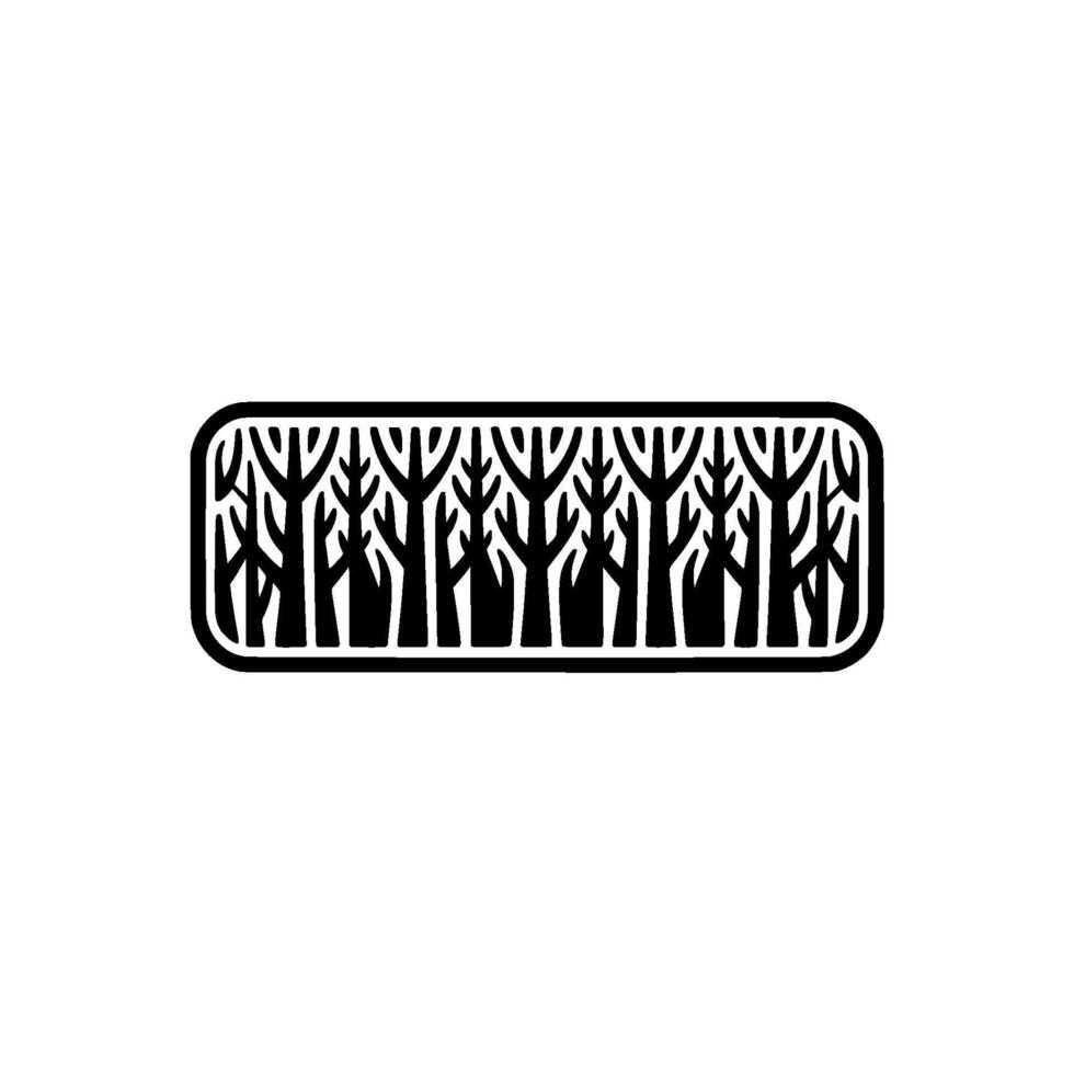 Minimalist Forest Silhouette Border, Black and White, Modern. vector