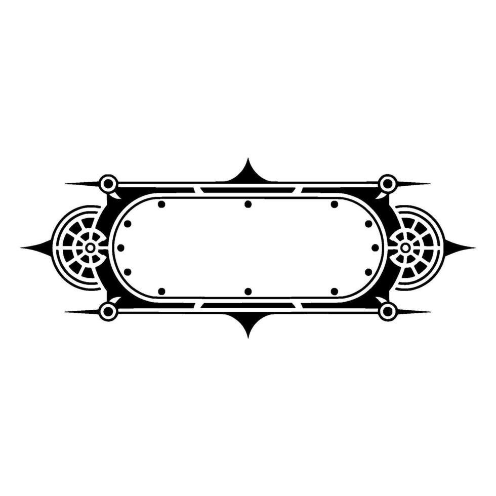 Decorative Geometric Emblem with Compass Rose Elements, Monochrome. vector