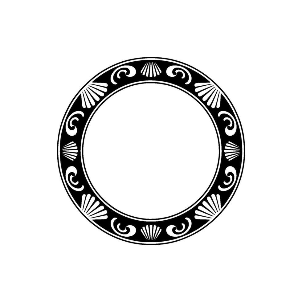 Elegant Circle Frame with Seashell Swirl. vector