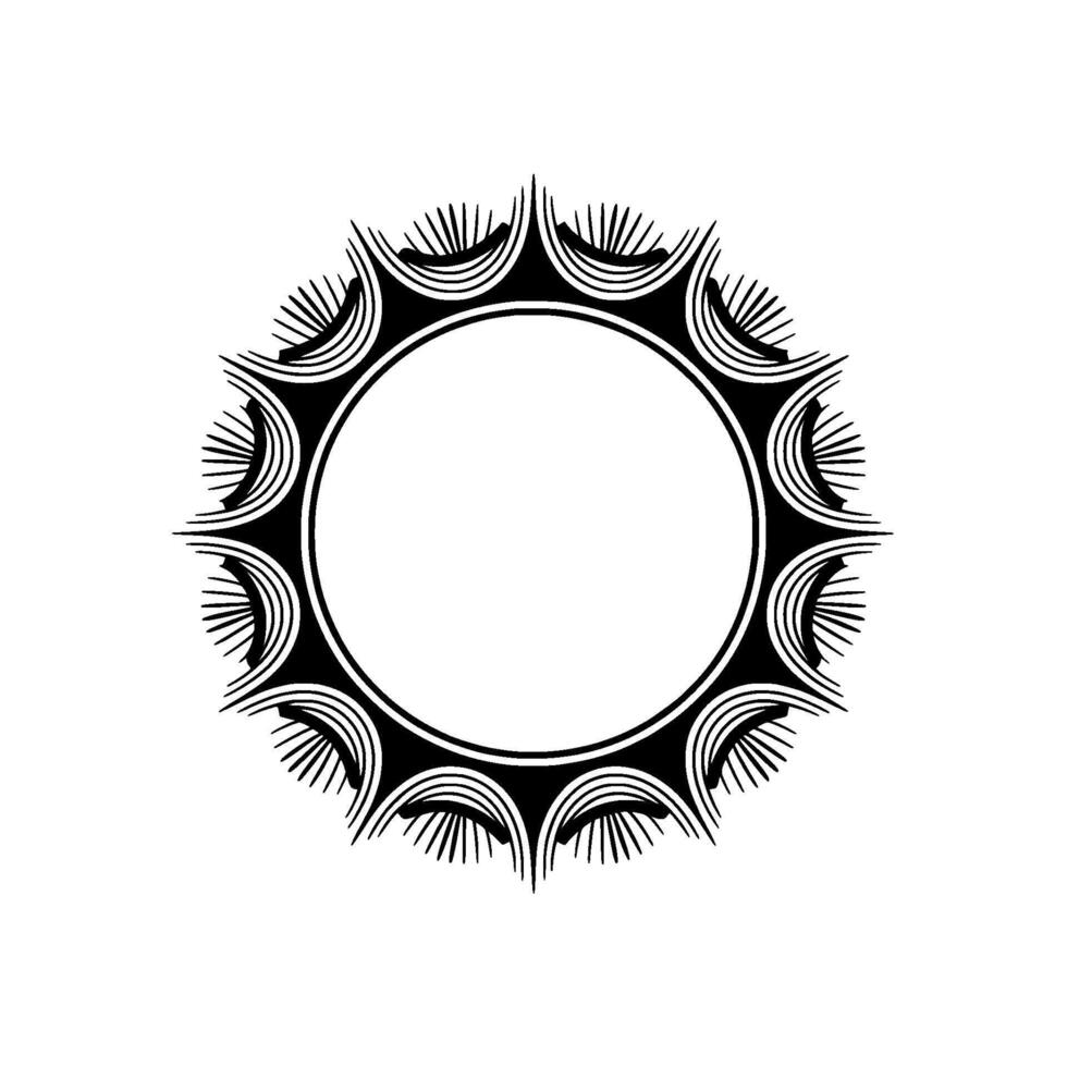 Ornate Black and White Circular Frame - Decorative Element. vector