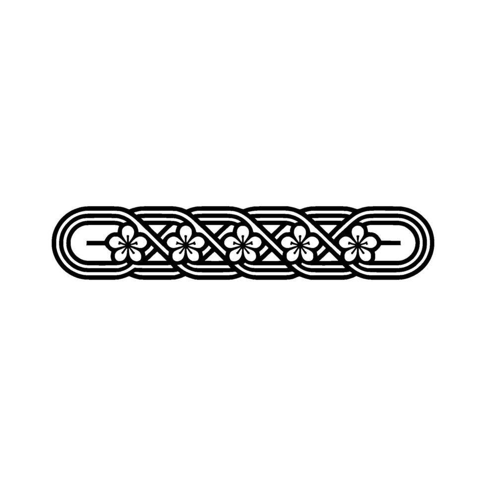 Minimalist Japanese Floral Pattern Decorative Border Element. vector